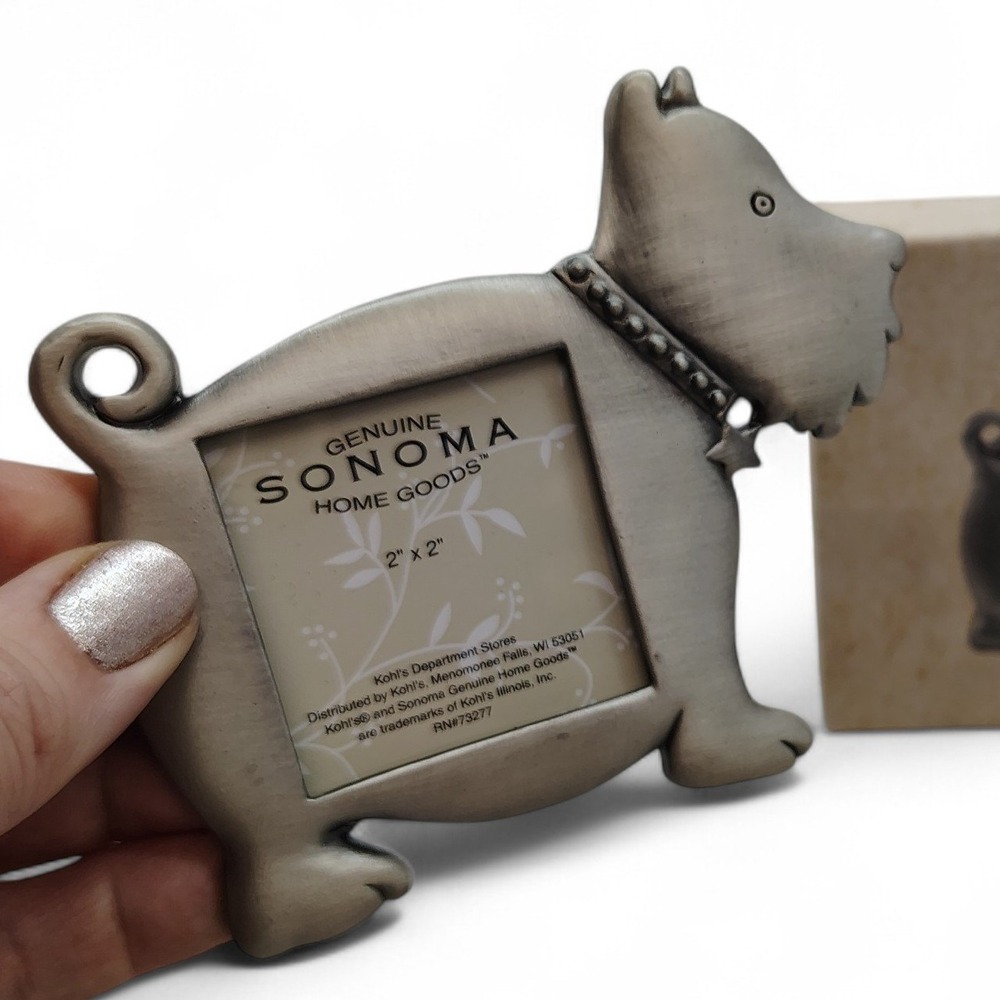 Sonoma Dog Photo Frame 2x2 Pewter Finish Giftable Pet Lover Keepsake Boxed NEW